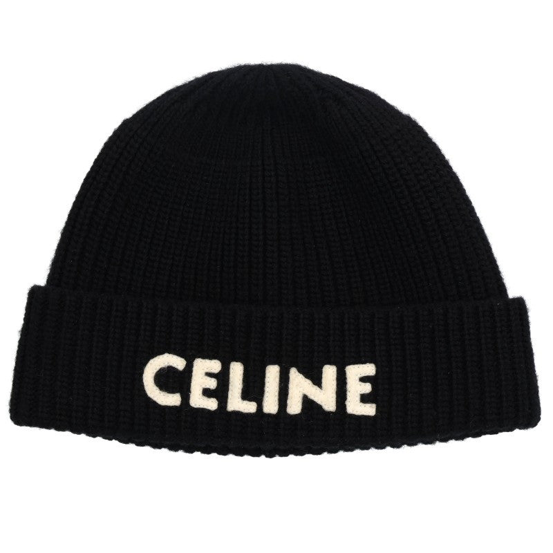 CELINE Logo Embroidered Wool Beanie Size ONE SIZE