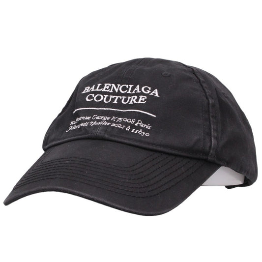 BALENCIAGA Logo Embroidered Cotton Cap Black Size L