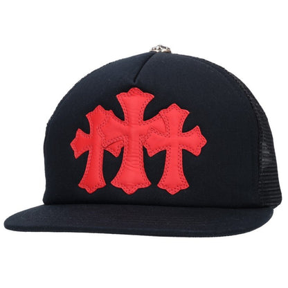 Chrome Hearts 3 Cemetery Cross Leather Patch Trucker Hat