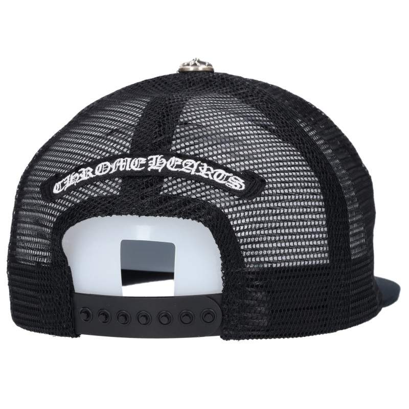 Chrome Hearts 3 Cemetery Cross Leather Patch Trucker Hat