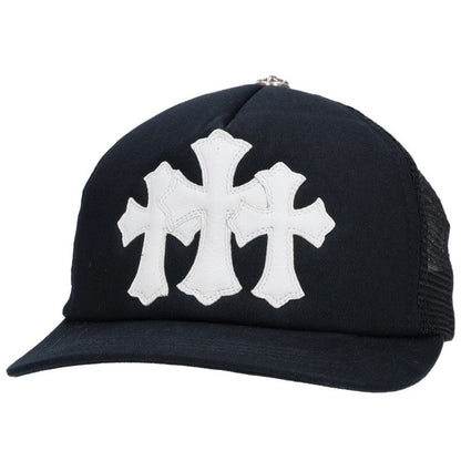 Chrome Hearts 3 Cemetery Leather Patch Mesh Trucker Cap