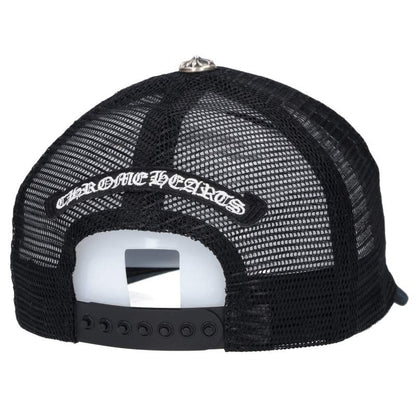 Chrome Hearts 3 Cemetery Leather Patch Mesh Trucker Cap