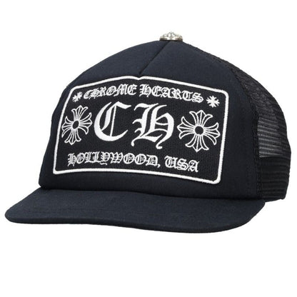 Chrome Hearts CH Patch Trucker Cap Black Silver