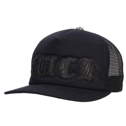 Chrome Hearts FUCK Patch Cross Ball Mesh Trucker Cap