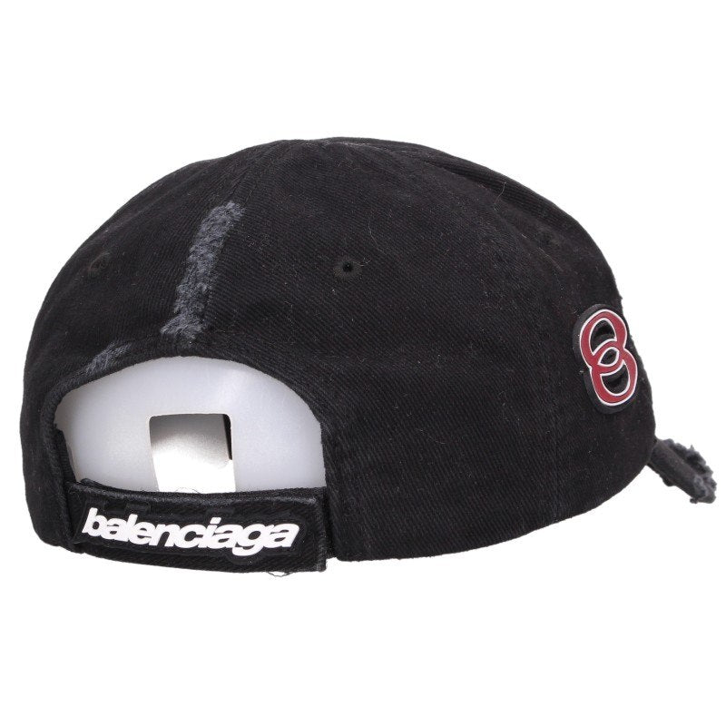 BALENCIAGA Upcycled Multi-Logo Damaged Cotton Cap Size M