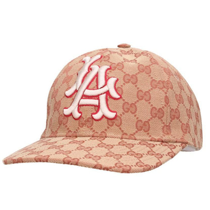 GUCCI MLB LA Embroidery All-Over Pattern Cap Beige