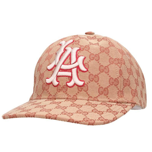 GUCCI MLB LA Embroidery All-Over Pattern Cap Beige