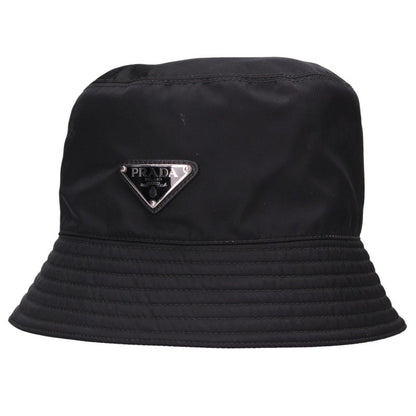PRADA Re-Nylon Triangle Logo Bucket Hat Black Size M