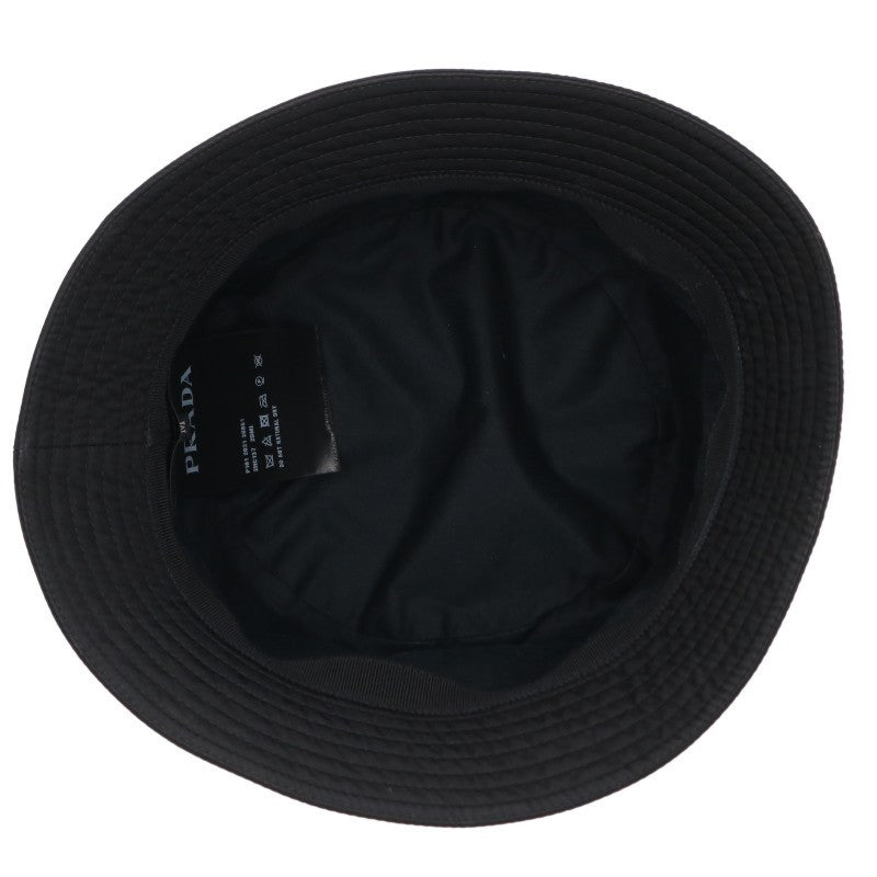 PRADA Re-Nylon Triangle Logo Bucket Hat Black Size M