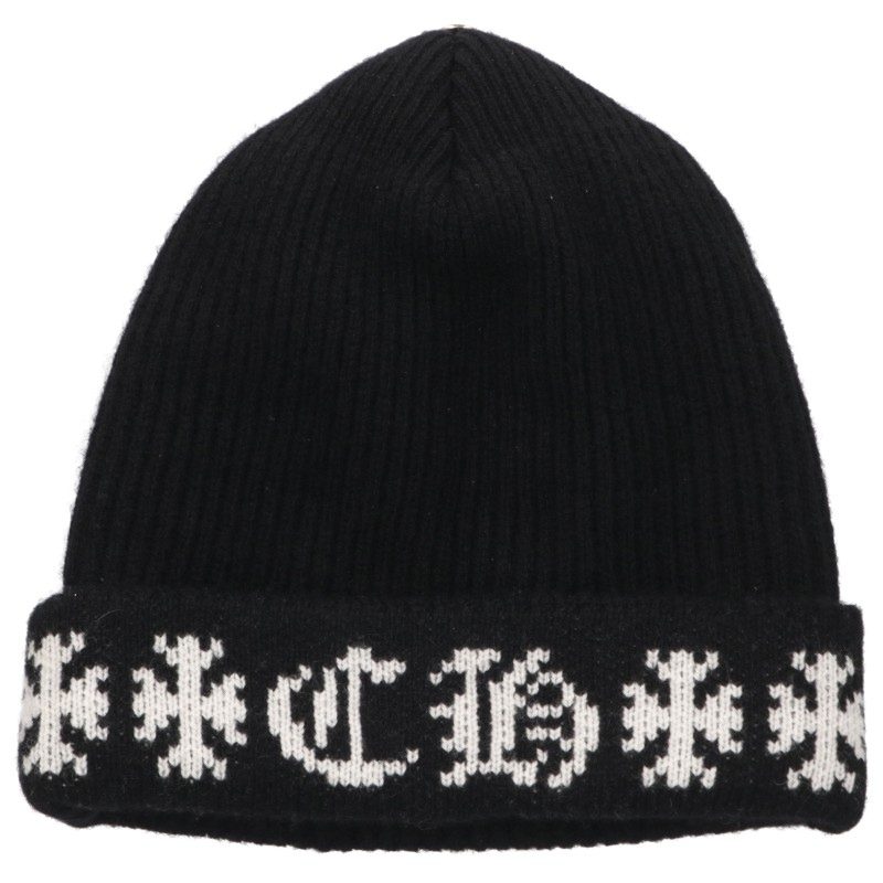 Chrome Hearts BIG DADDY Cashmere Cross Button Beanie x White