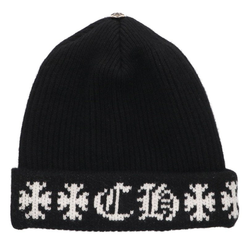Chrome Hearts BIG DADDY Cashmere Cross Button Beanie x White