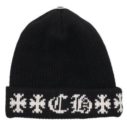 Chrome Hearts BIG DADDY Cashmere Cross Button Beanie x White