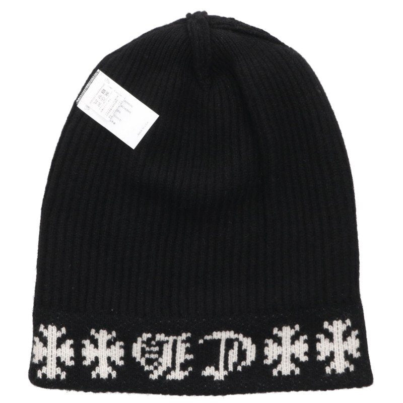 Chrome Hearts BIG DADDY Cashmere Cross Button Beanie x White