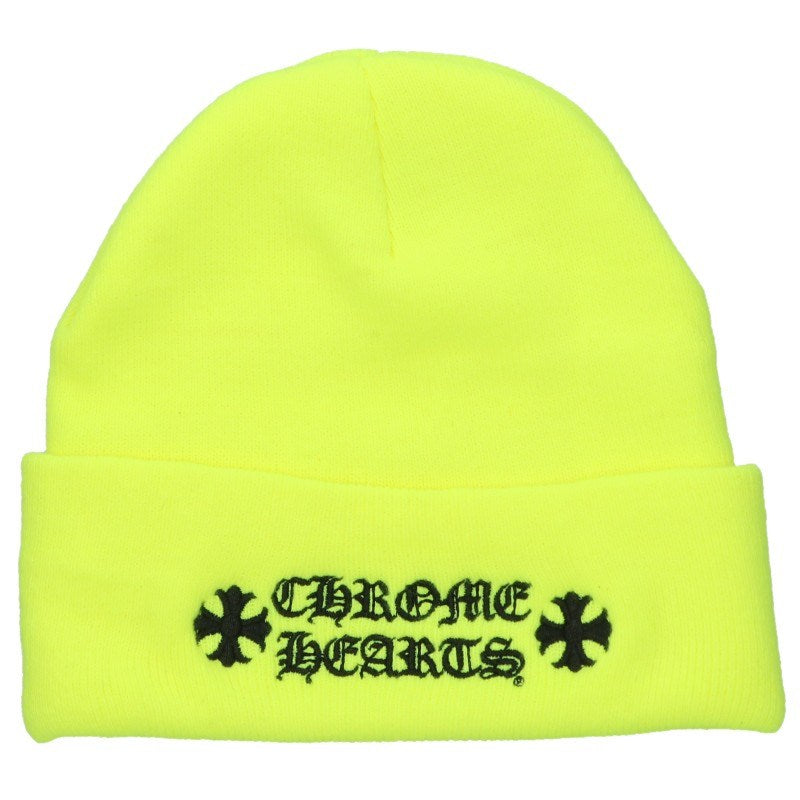 Chrome Hearts Yellow Logo Embroidered Acrylic Beanie