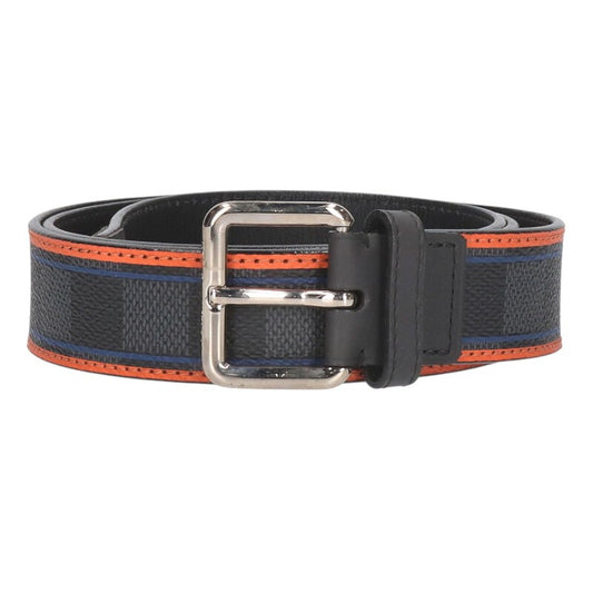Louis Vuitton Leather Belt Black x Gray x Orange Size 90