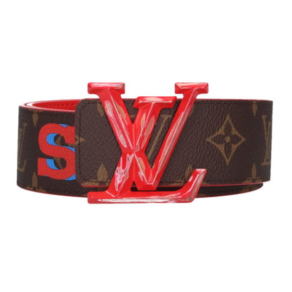 Louis Vuitton MM LV Leather Belt Brown x Red Size 85