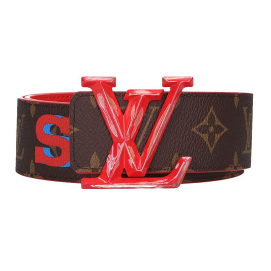 Louis Vuitton MM LV Leather Belt Brown x Red Size 85