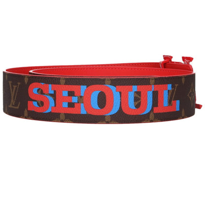 Louis Vuitton MM LV Leather Belt Brown x Red Size 85