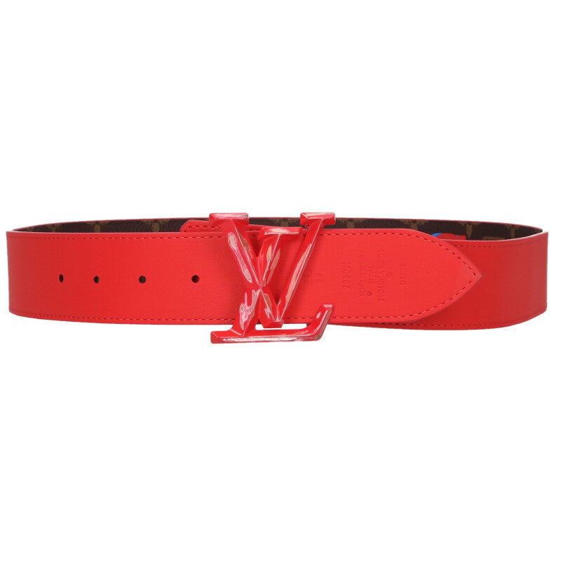 Louis Vuitton MM LV Leather Belt Brown x Red Size 85