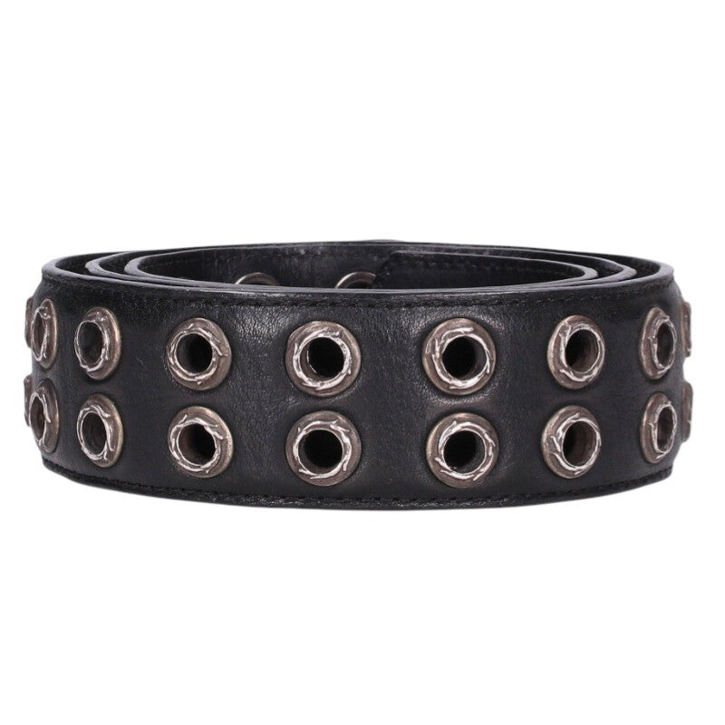 Chrome Hearts DBL Grommet Leather Belt Black