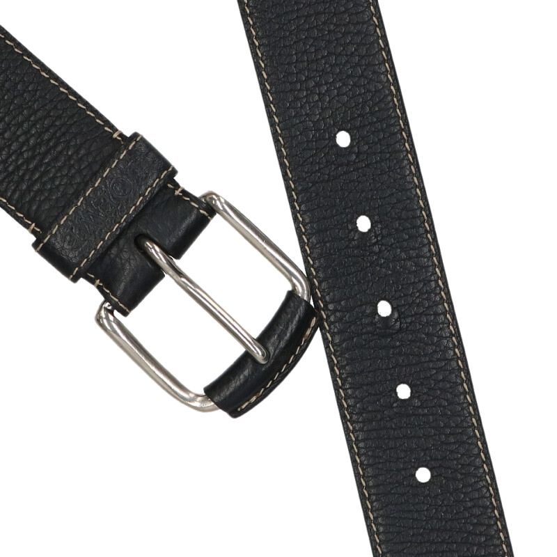 LOEWE Black/Silver Leather Belt Size ONE SIZE