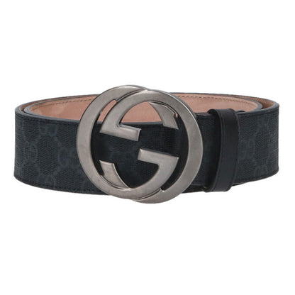 GUCCI Interlocking G Leather Belt Black Size ONE SIZE