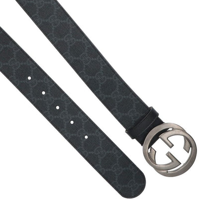 GUCCI Interlocking G Leather Belt Black Size ONE SIZE