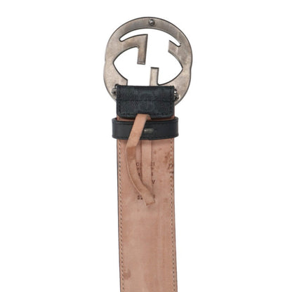 GUCCI Interlocking G Leather Belt Black Size ONE SIZE