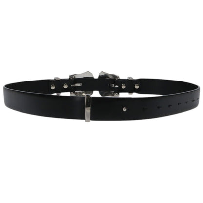TOGA Double Buckle Leather Belt (Black/Silver) Size ONE SIZE