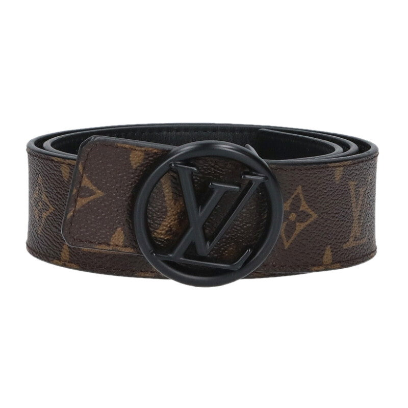Louis Vuitton Logo Leather Belt Brown x Black Size 85