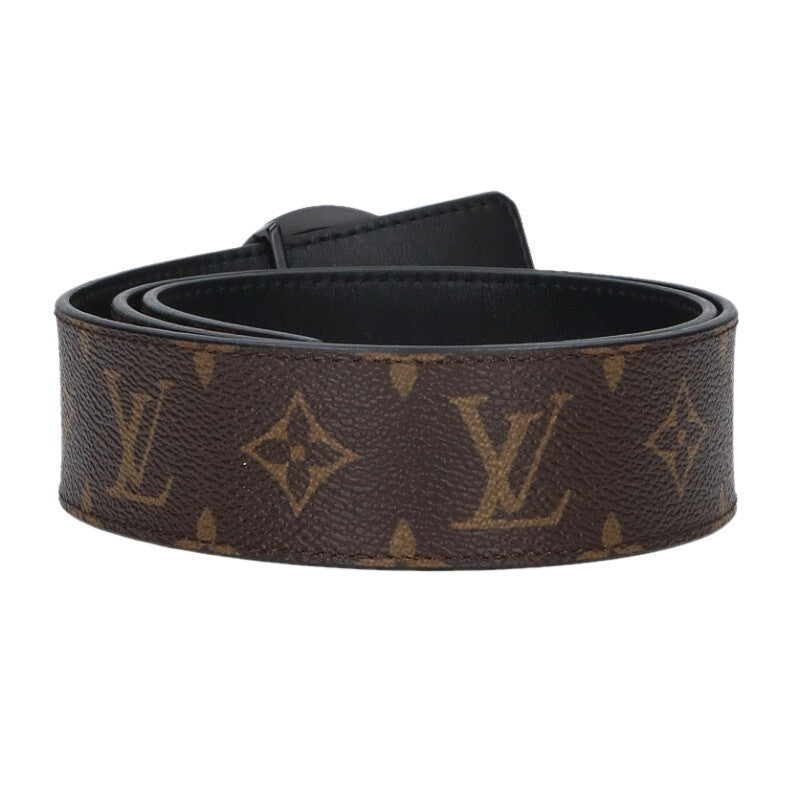 Louis Vuitton Logo Leather Belt Brown x Black Size 85