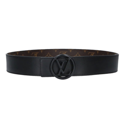 Louis Vuitton Logo Leather Belt Brown x Black Size 85