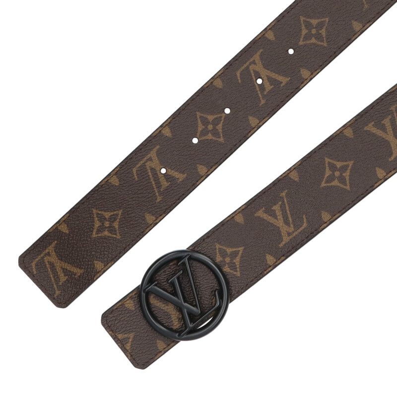 Louis Vuitton Logo Leather Belt Brown x Black Size 85