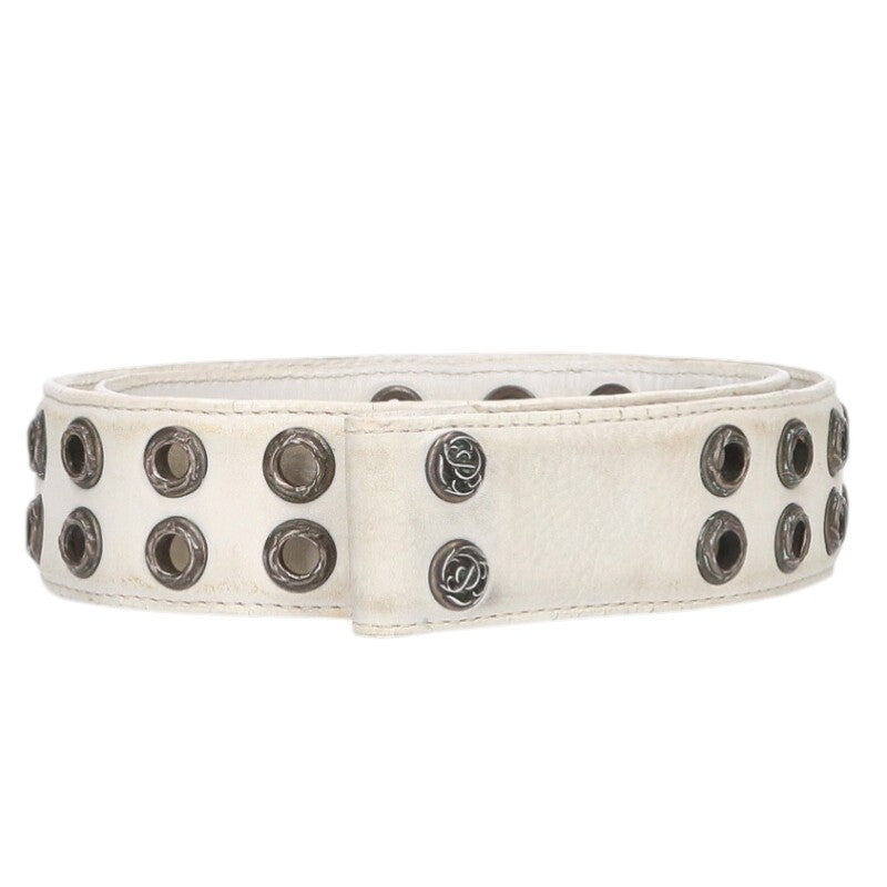 Chrome Hearts DBL Grommet Leather Belt White Size ONE SIZE