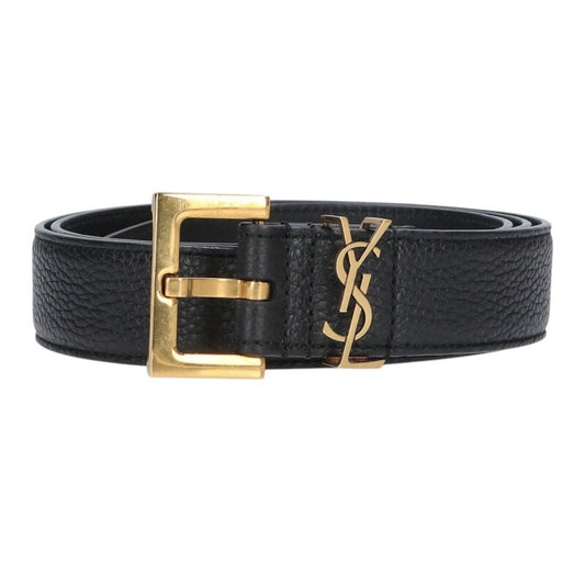 YVES SAINT LAURENT YSK Logo Belt (Black/Gold) Size ONE SIZE