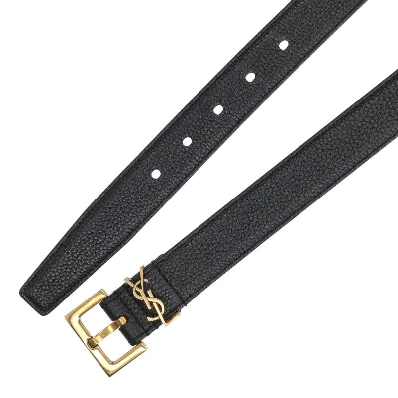 YVES SAINT LAURENT YSK Logo Belt (Black/Gold) Size ONE SIZE