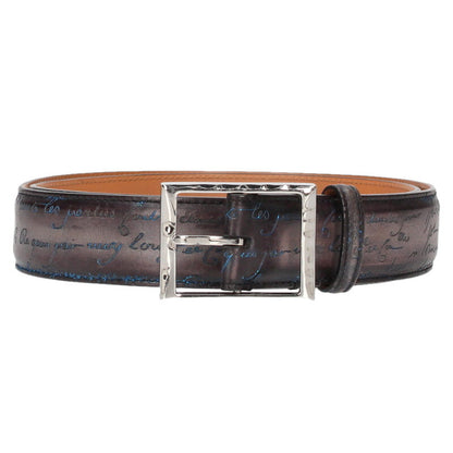 Berluti Leather Classic Belt Gray x Blue Size 95