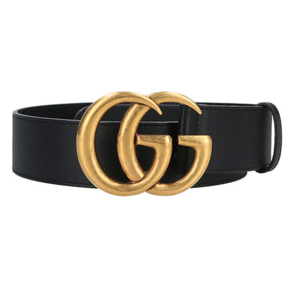 GUCCI 400593 GG Logo Buckle Belt Black/Gold Size ONE SIZE