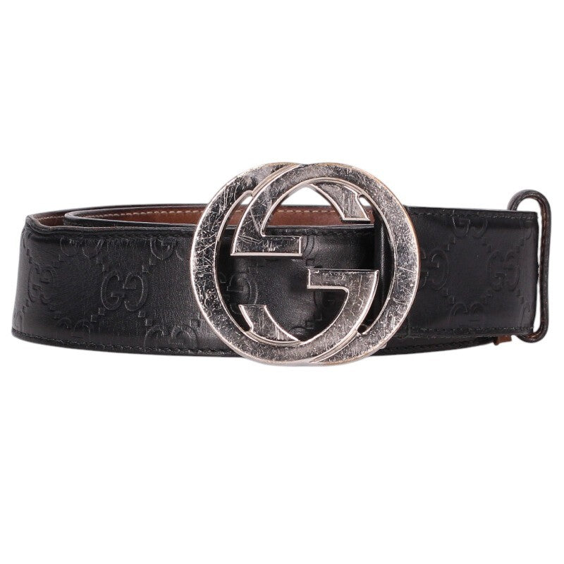 GUCCI 411924 Interlocking G Leather Belt Size ONE SIZE