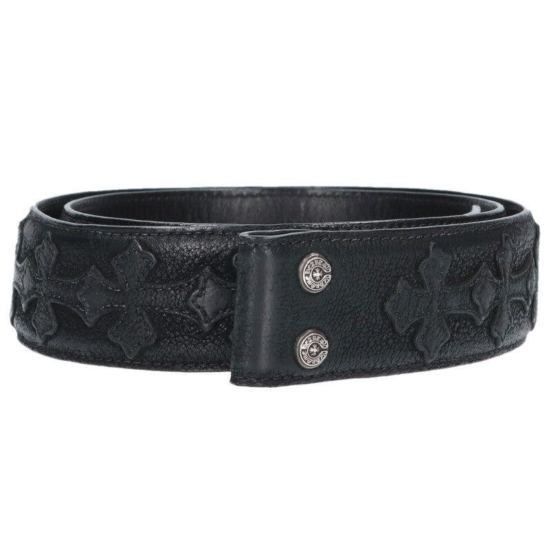 Chrome Hearts 1.5" Cemetery Cross Patch Leather Belt Size 34