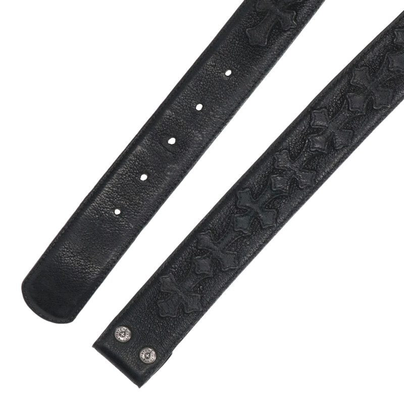 Chrome Hearts 1.5" Cemetery Cross Patch Leather Belt Size 34