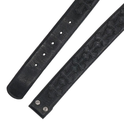 Chrome Hearts 1.5" Cemetery Cross Patch Leather Belt Size 34