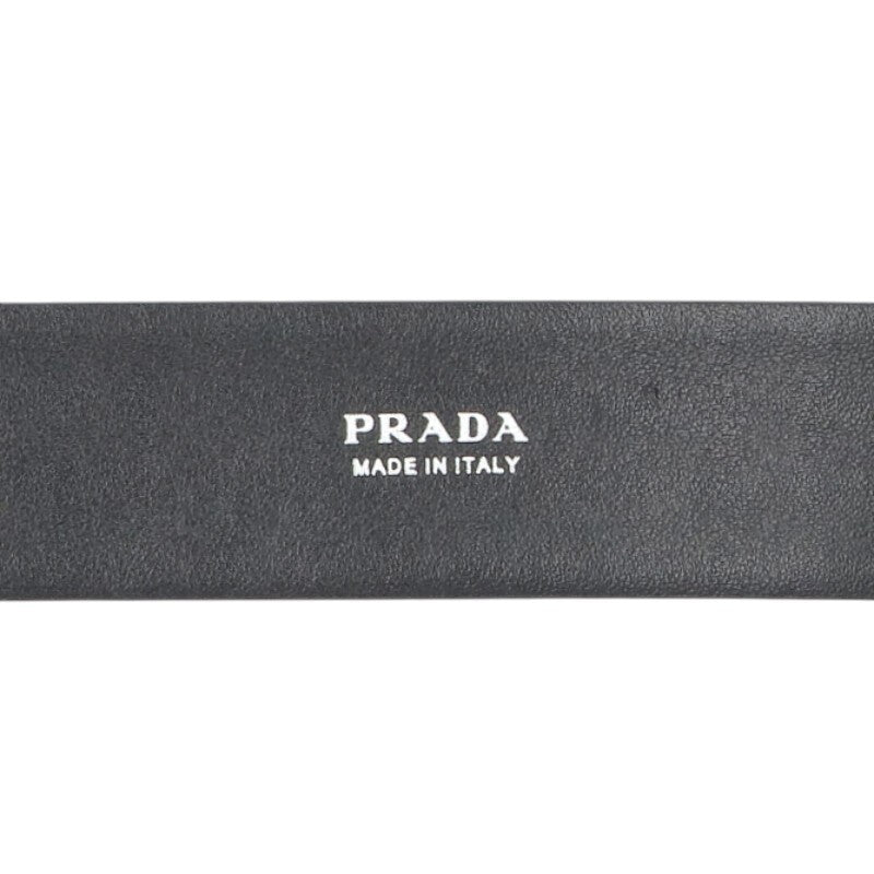 PRADA 2CC546 Triangle Logo Leather Belt Black Size ONE SIZE