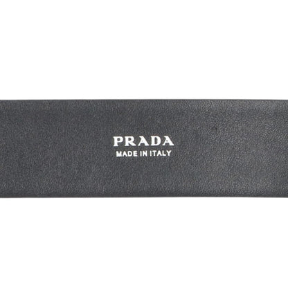 PRADA 2CC546 Triangle Logo Leather Belt Black Size ONE SIZE