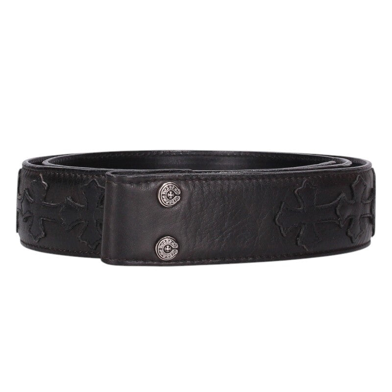 Chrome Hearts 1.5" Cemetery Cross Patch Leather Belt Size 36