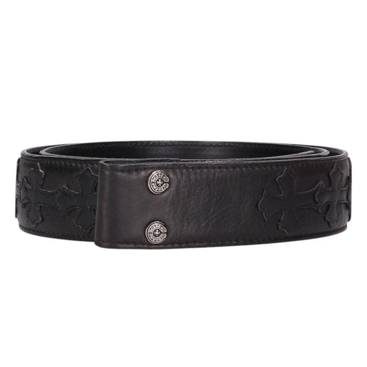 Chrome Hearts 1.5" Cemetery Cross Patch Leather Belt Size 36