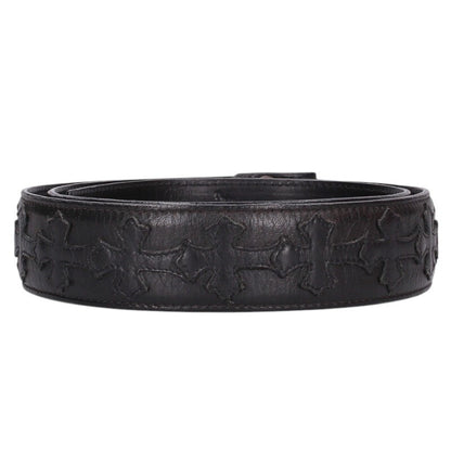 Chrome Hearts 1.5" Cemetery Cross Patch Leather Belt Size 36