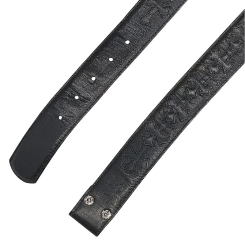 Chrome Hearts 1.5" Cemetery Cross Patch Leather Belt Size 36