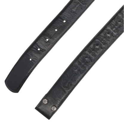 Chrome Hearts 1.5" Cemetery Cross Patch Leather Belt Size 36
