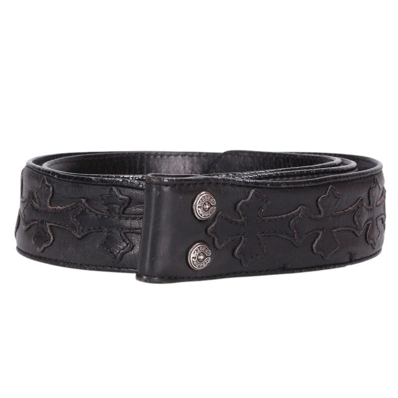 Chrome Hearts 1.5" Cemetery Cross Patch Leather Belt Size 32